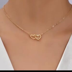 Gold Heart Necklace Women's‎ Double Hollow New f89